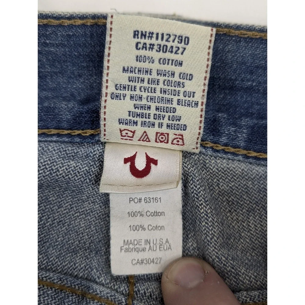 True Religion Billy Studded Distressed Bootcut Jeans Blue Mens 32x32 Made in USA